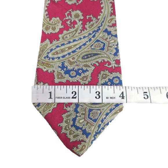 American Traditions Men Necktie 100% Italian Silk Paisley Red Multi 58x4 - NWOT - Picture 4 of 5